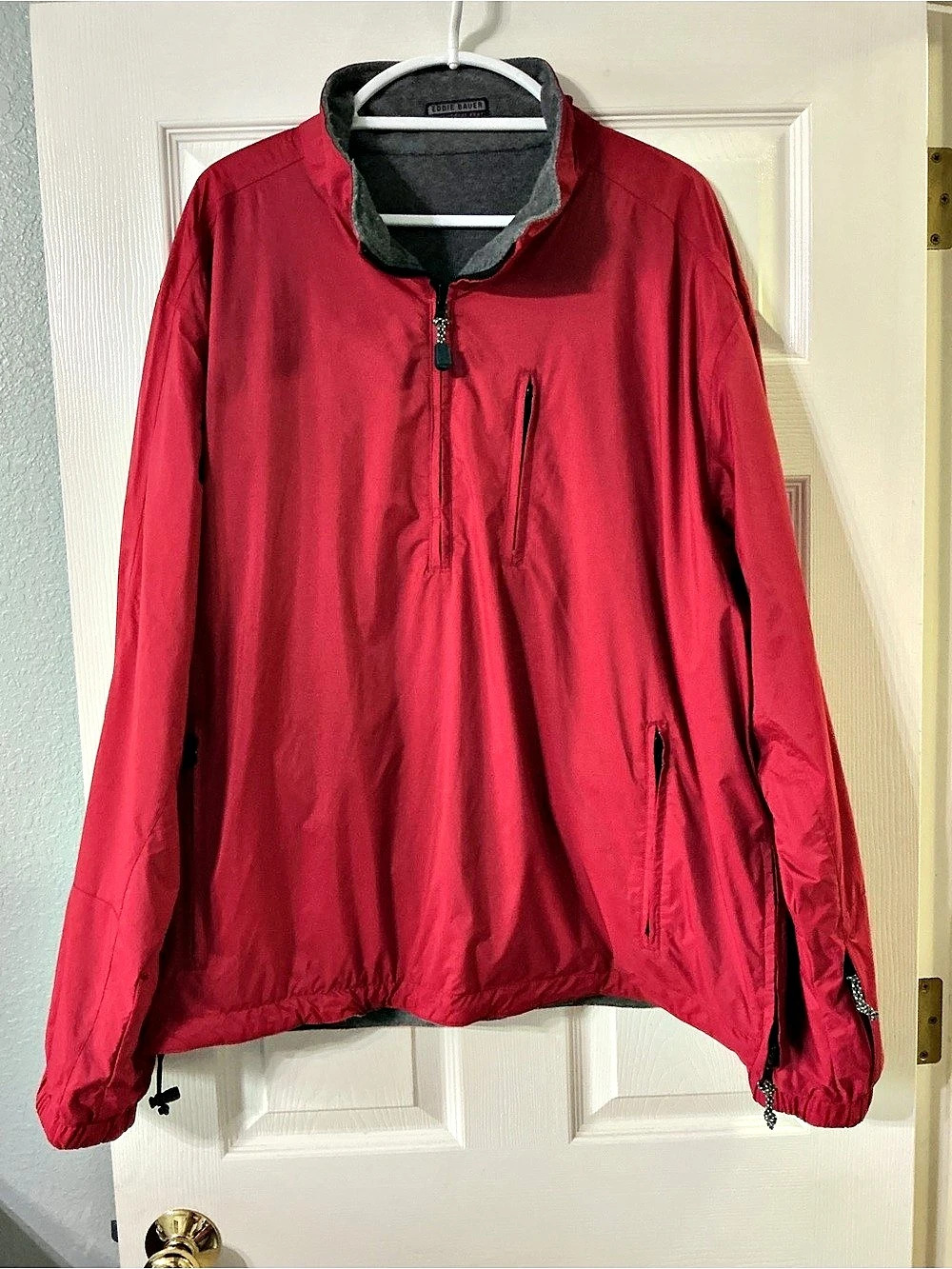Eddie Bauer Men's Quarter-Zip Reversible Jacket in Red & Gray